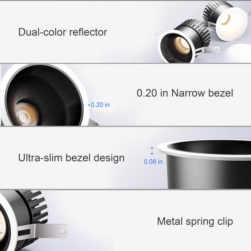 Full-Spectrum Eye-Caring LED Recessed Light, 2.95 in.  Glare-Free Design for Living Room