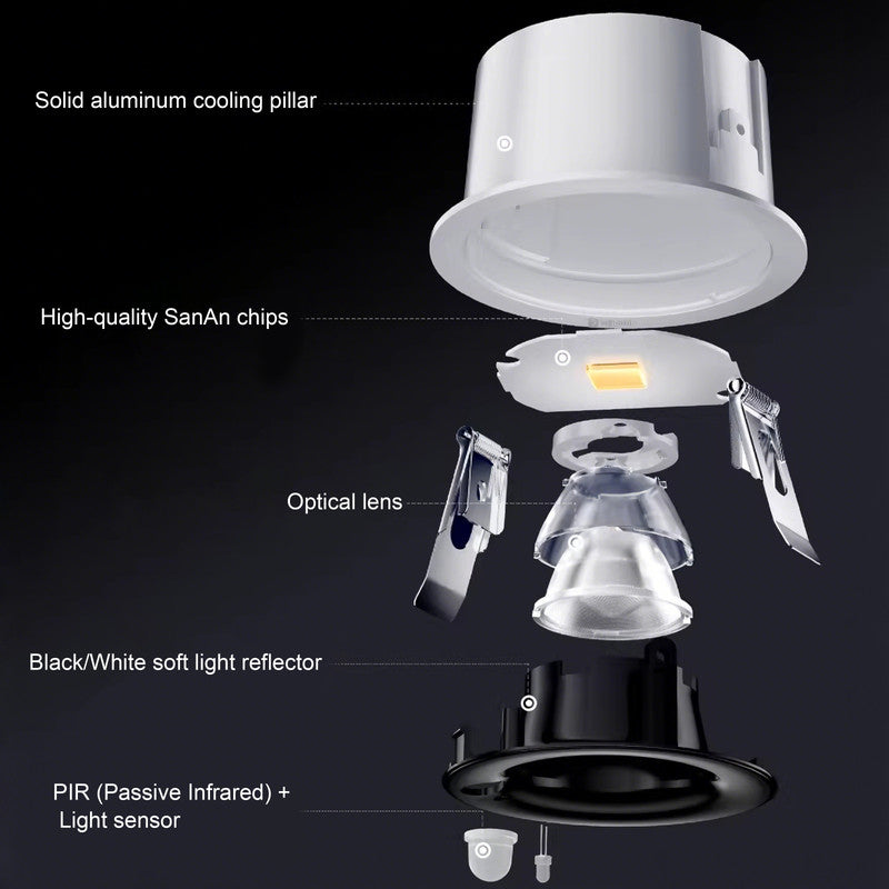 Motion Sensor Recessed Downlight 2.95 in. LED Eye-Caring, Glare-Free Spotlight for Hallway, Corridor & Entryway,