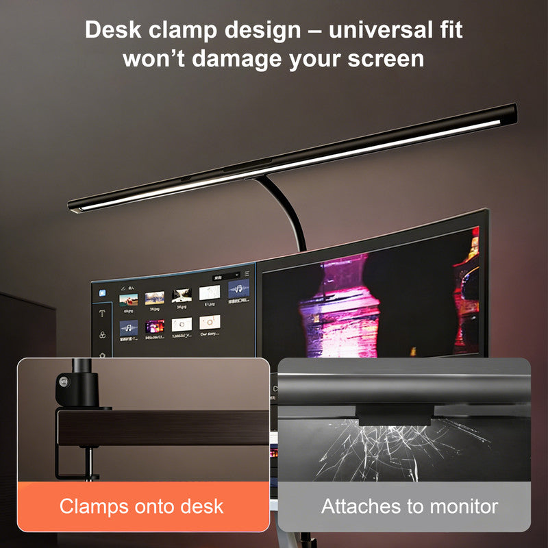 25 in. LED Eye-Caring Desk Lamp, Screen Clamp lamp for Computer, Work, Reading & Programmers