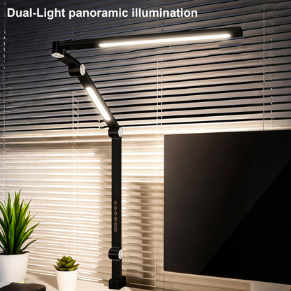 20 in. LED Eye-Caring Clamp Desk Lamp, Shadow-Free Lighting, Foldable Adjustable for Study & Craft