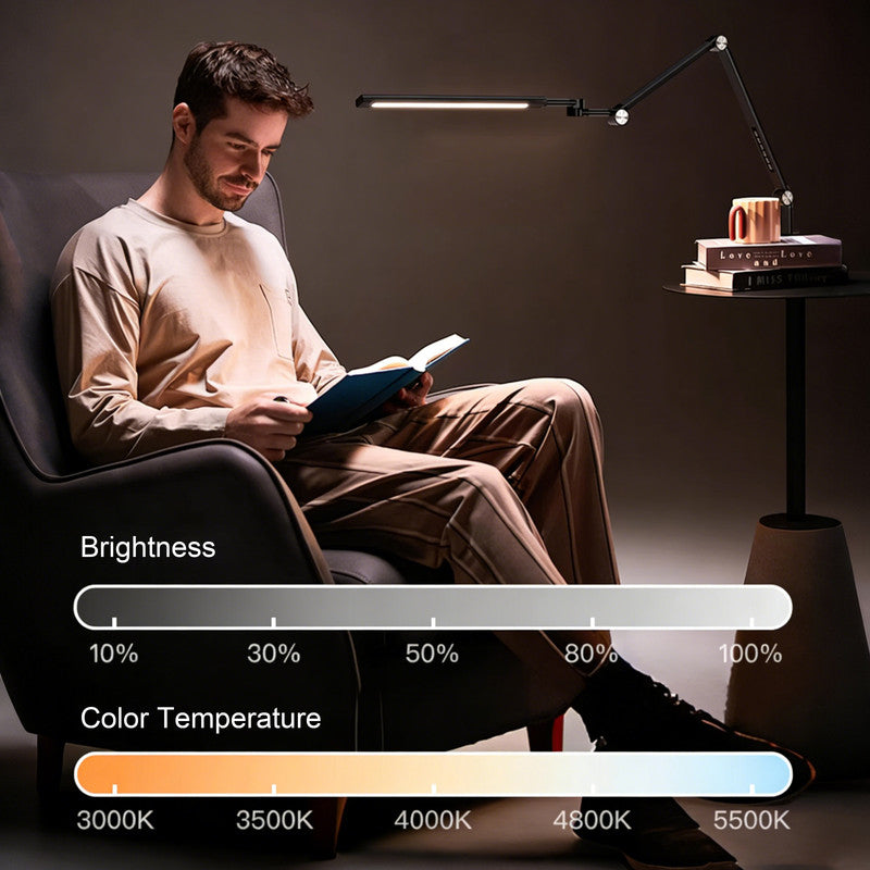 20 in. LED Eye-Caring Clamp Desk Lamp, Shadow-Free Lighting, Foldable Adjustable for Study & Craft