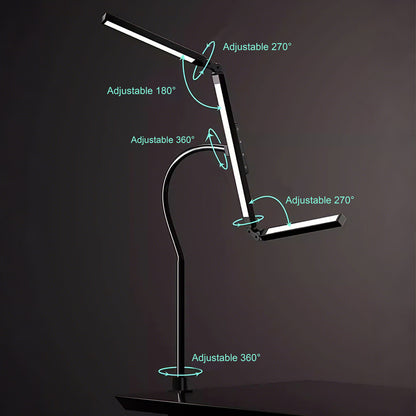 27 in. LED Clamp Desk Lamp, Shadow-Free Eye-Caring Lamp, Foldable Adjustable Arm for Drawing, Craft & Study